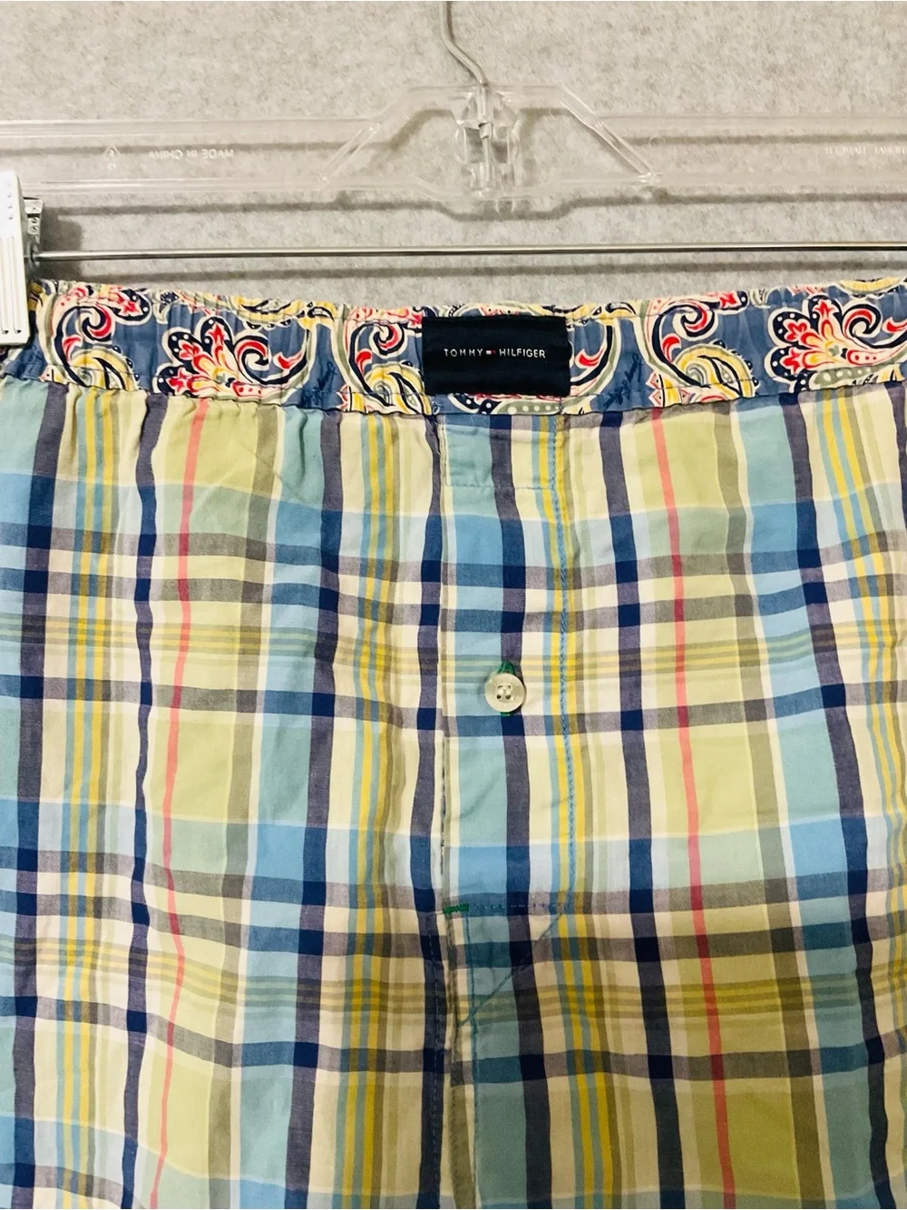 Tommy Hilfiger Green and Blue Plaid Men’s Boxers Sz M